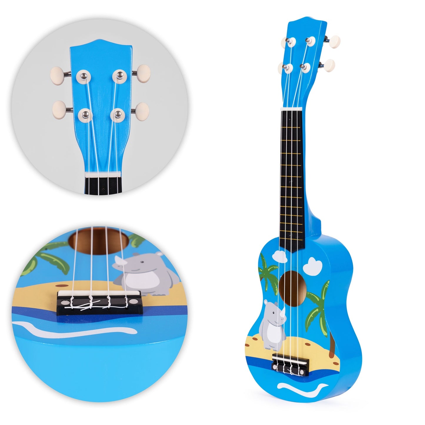 Ukulele for Kids, Wooden with 4 Nylon Strings & Pick