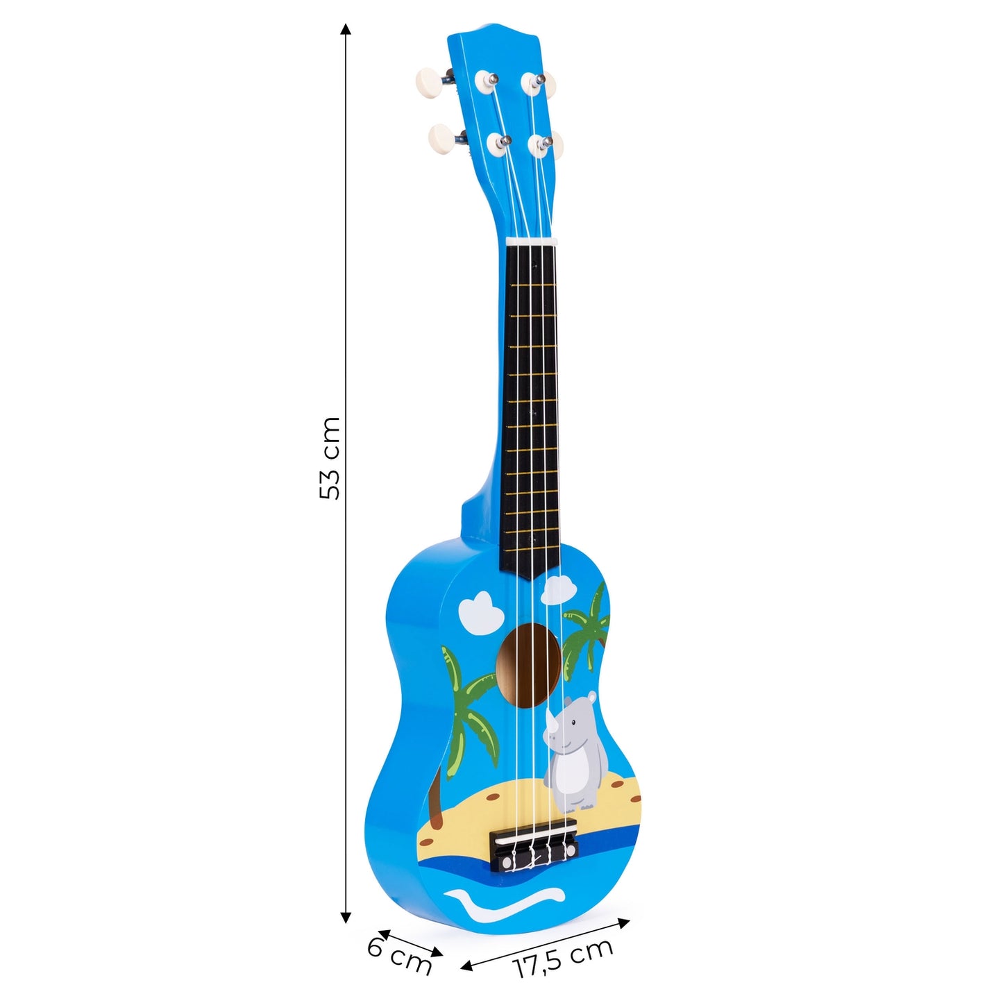Ukulele for Kids, Wooden with 4 Nylon Strings & Pick