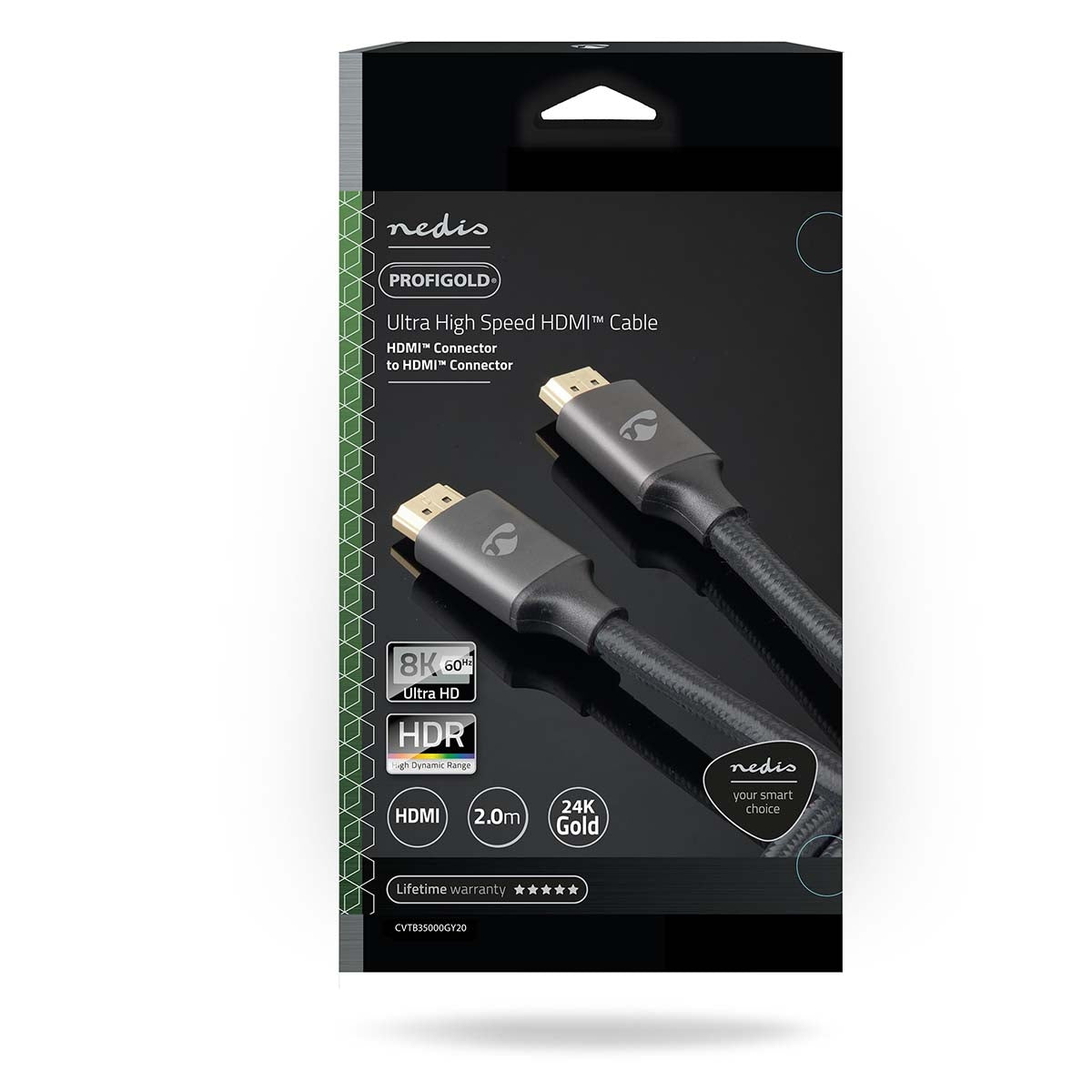 Ultra High Speed HDMI™ Cable | HDMI™ Connector | HDMI™ Connector | 8K@60Hz | 48 Gbps | 2.00 m | Round | 6.3 mm | Anthracite / Gray With Metal | Carton with covered window