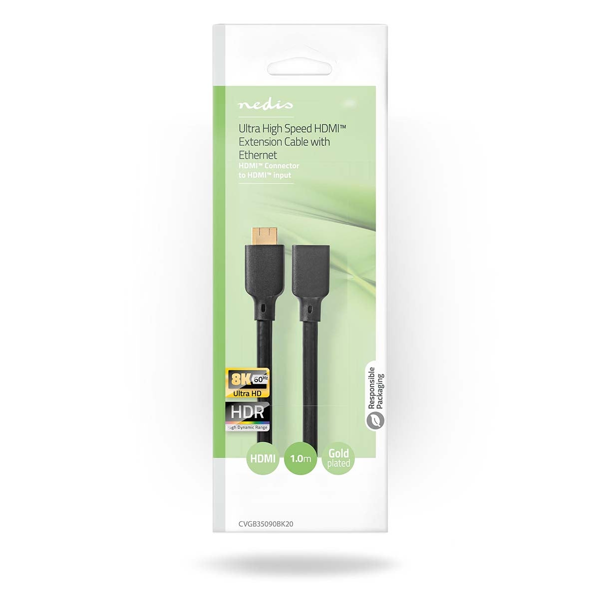Ultra High Speed HDMI™ Cable | HDMI™ Connector | HDMI™ Female | 8K@60Hz | 48 Gbps | 2.00 m | Round | 7.9mm | Black | Box