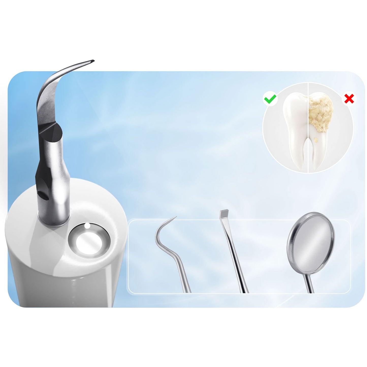 Ultrasonic Dental Scaler, 4 Modes, LED Light, 4 Heads