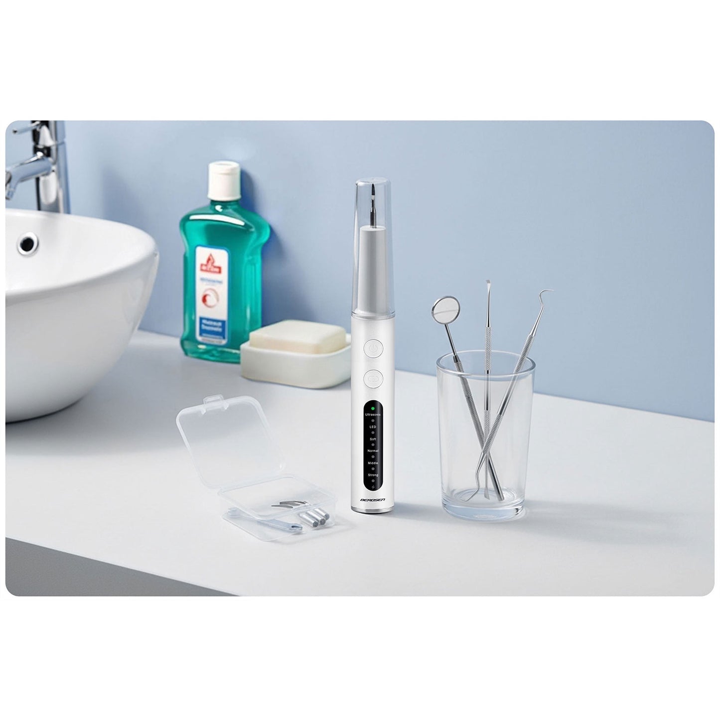 Ultrasonic Dental Scaler, 4 Modes, LED Light, 4 Heads