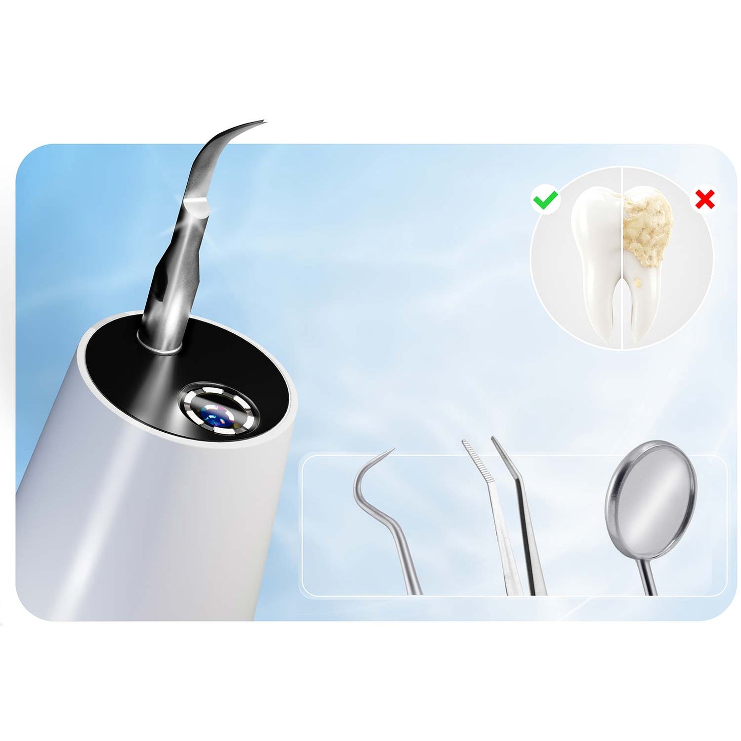 Ultrasonic Dental Scaler with Camera, 4 Modes, LED Light