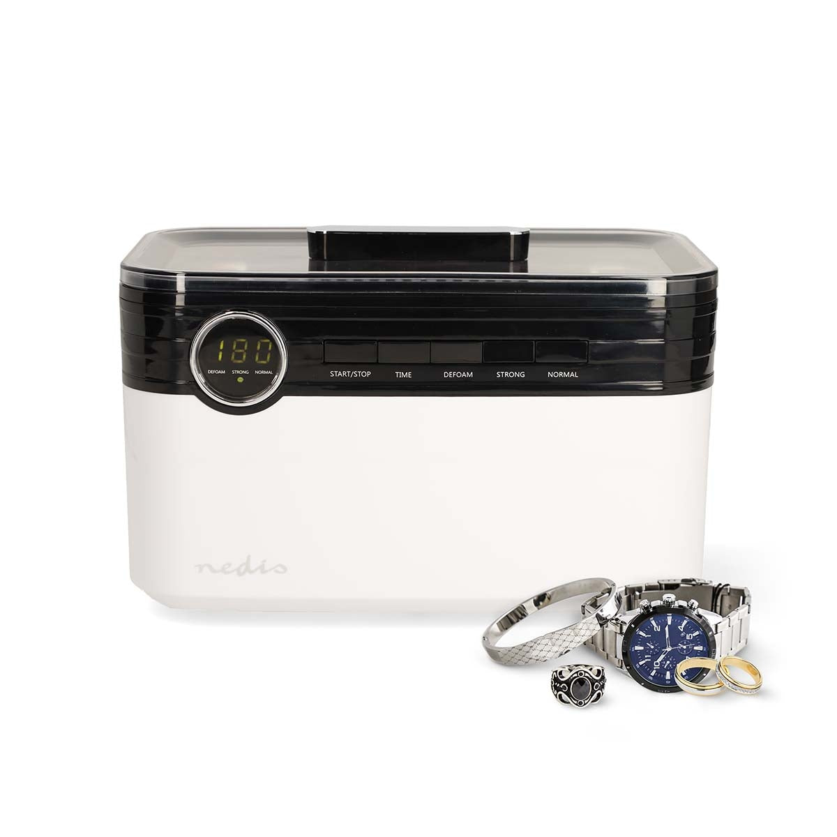 Ultrasonic Jewellery Cleaner | Mains Powered | 220 - 240 V AC 50/60 Hz | Euro / Type-C (CEE 7/16) | White | Plastic