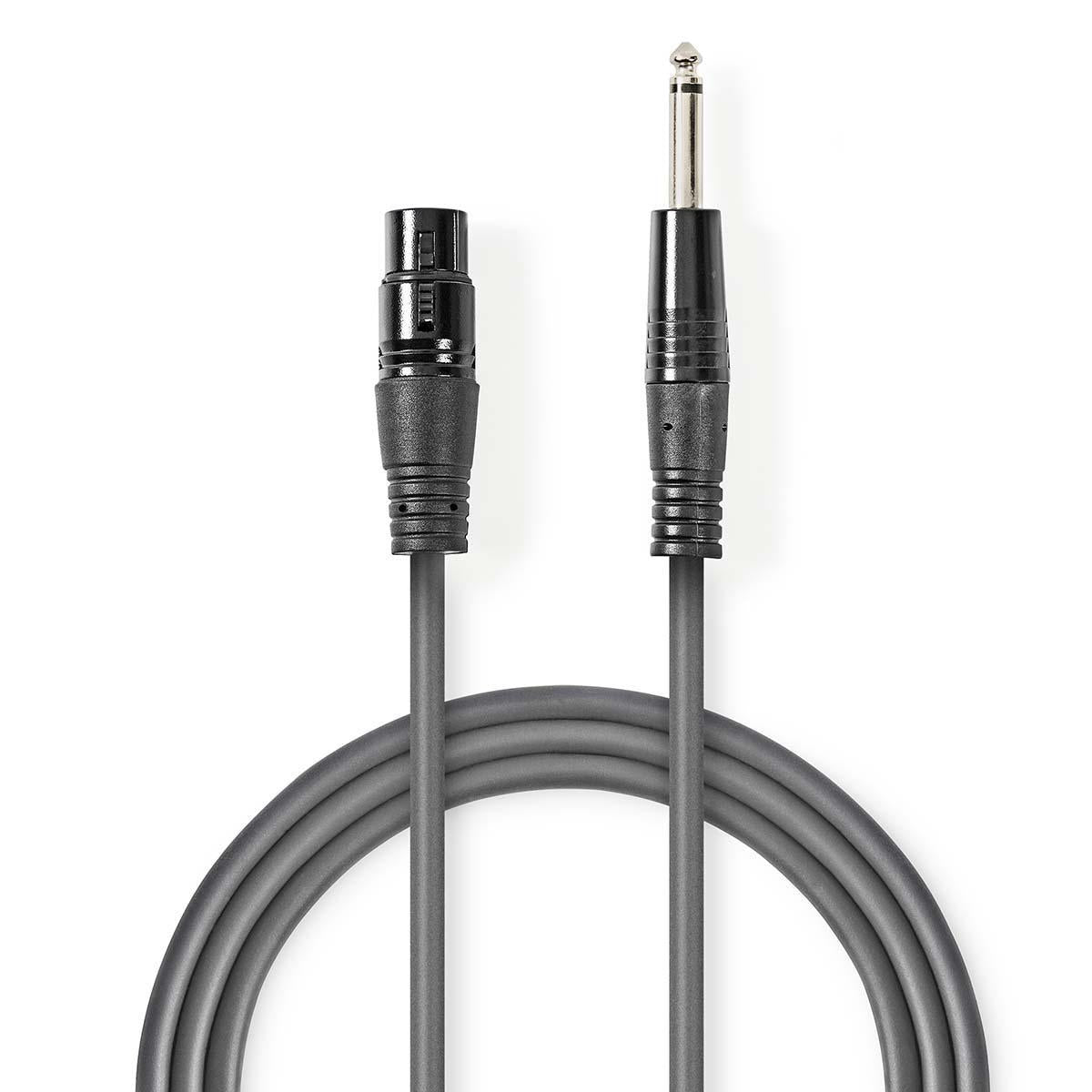 Unbalanced audio cable | XLR 3-pin female | 6.35 mm Male | Nickel Plated | 10.0 m | Round | PVC | Dark gray | Gift box