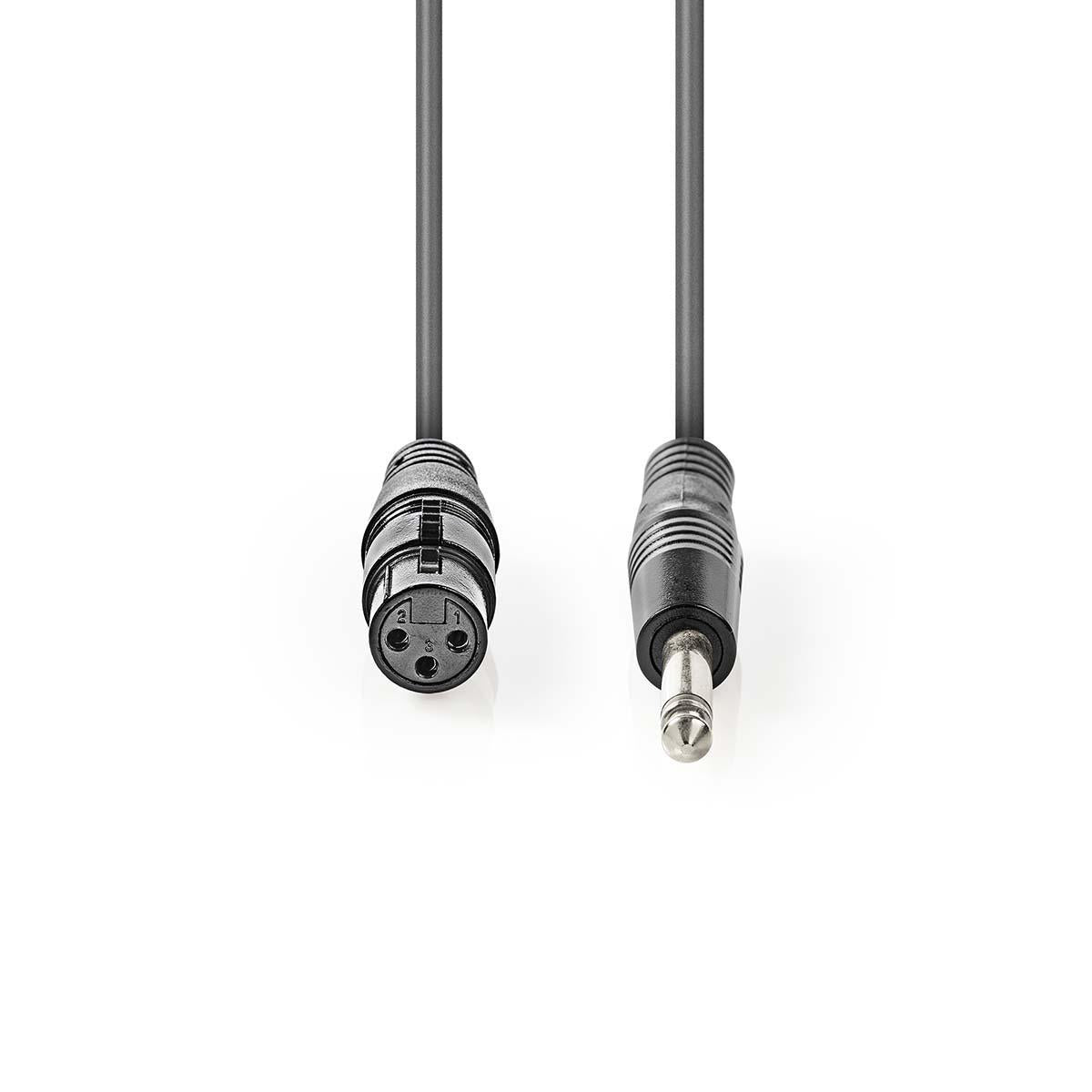 Unbalanced audio cable | XLR 3-pin female | 6.35 mm Male | Nickel Plated | 10.0 m | Round | PVC | Dark gray | Gift box