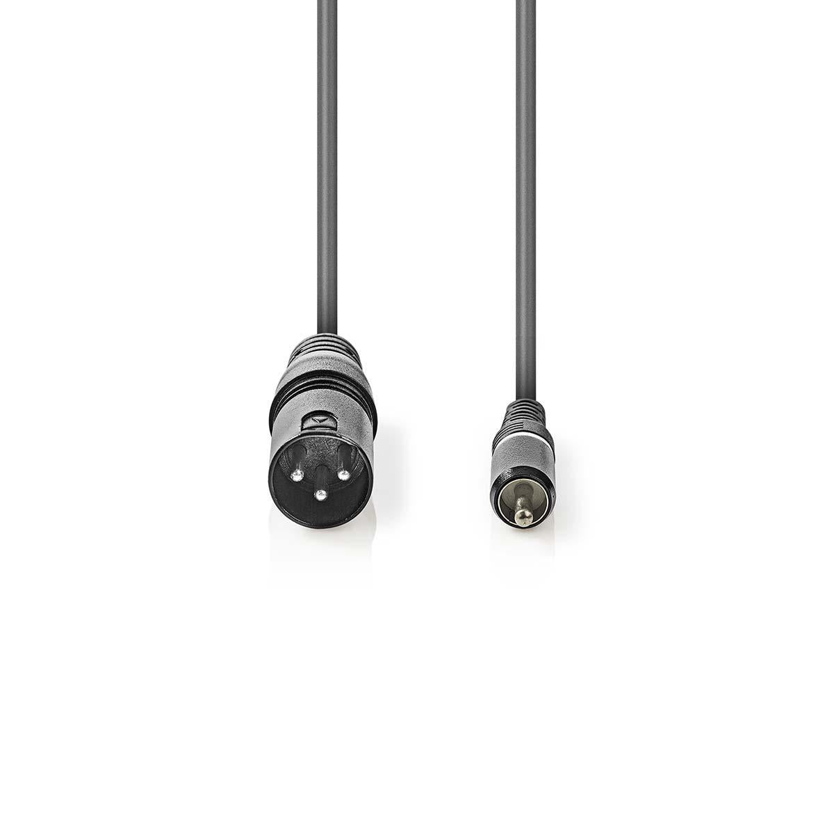 Unbalanced audio cable | XLR 3-pin male | RCA Male | Nickel Plated | 1.50 m | Round | PVC | Dark gray | Cardboard sleeve