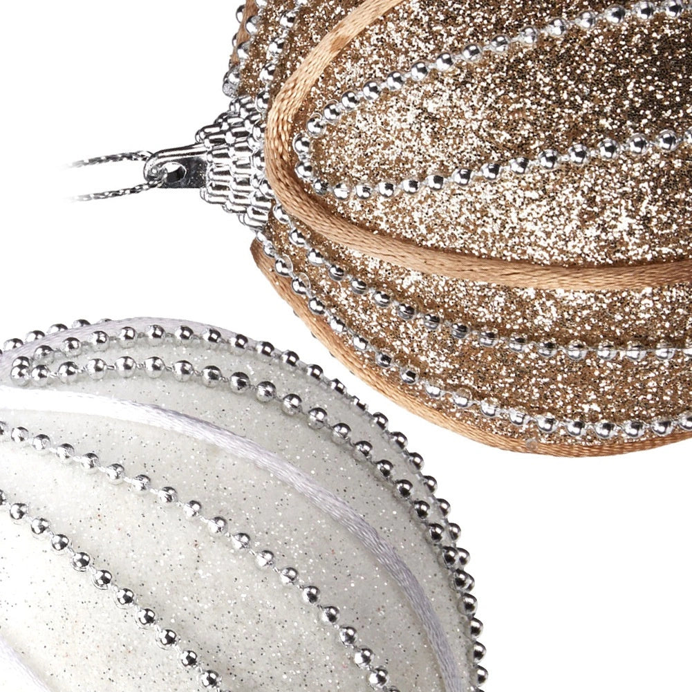 Unbreakable Christmas Baubles, White & Champagne, 8cm, 12-Pack