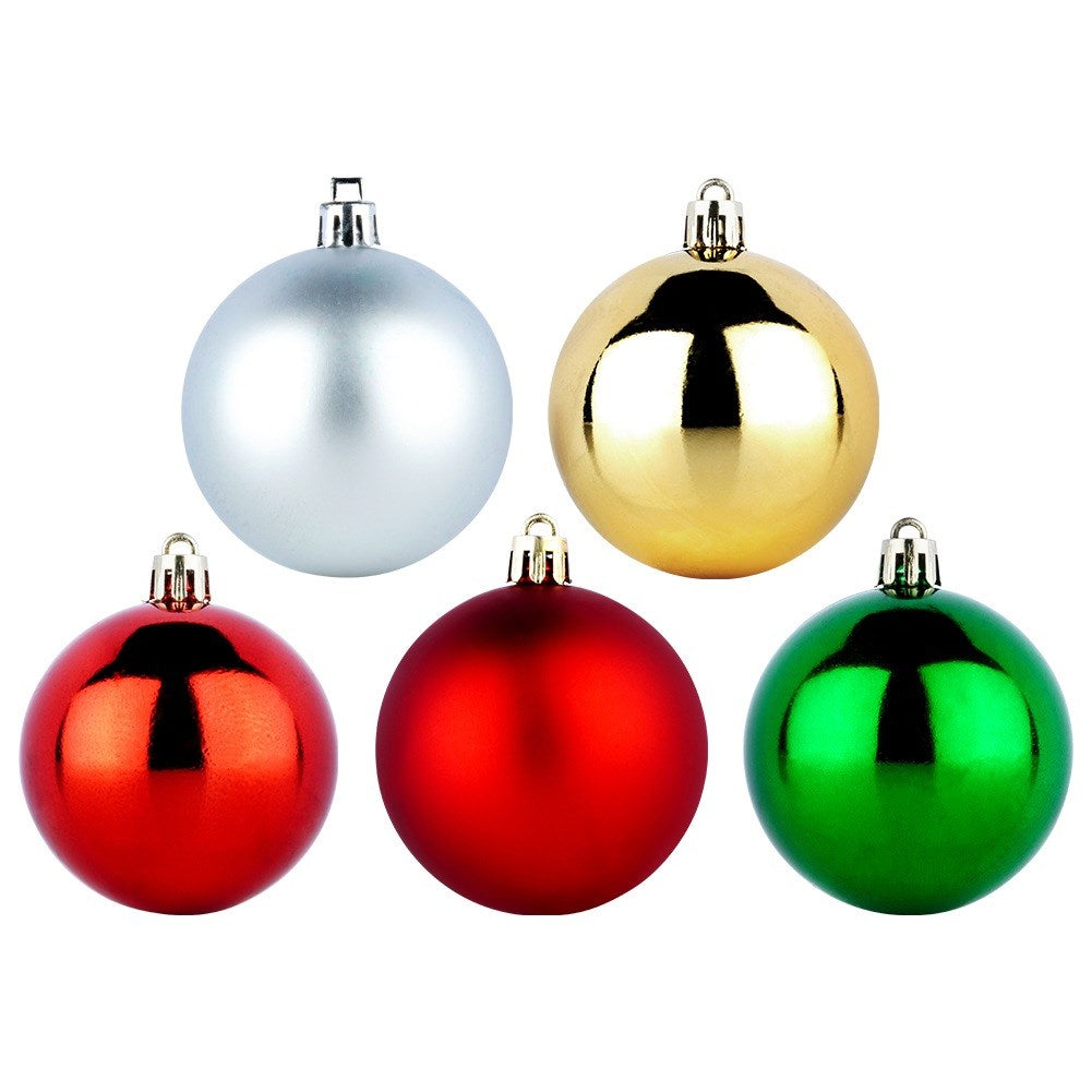 Unbreakable Christmas baubles silver red gold green 6 cm 50 pcs.
