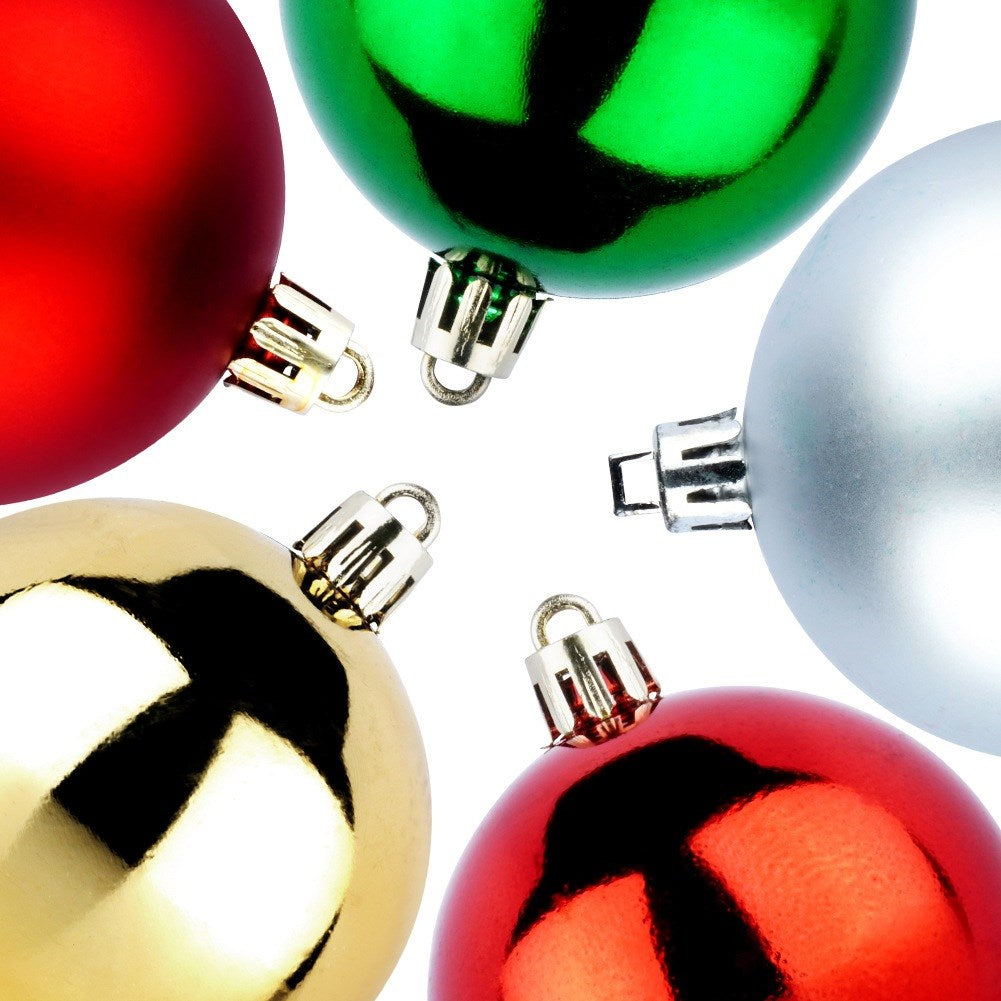 Unbreakable Christmas baubles silver red gold green 6 cm 50 pcs.