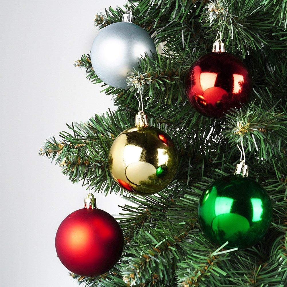 Unbreakable Christmas baubles silver red gold green 6 cm 50 pcs.
