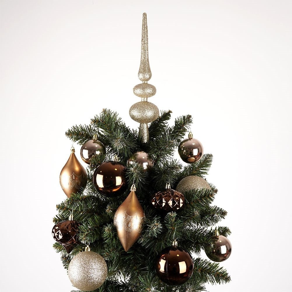 Unbreakable Christmas tree balls in gold and amber, 19-pack