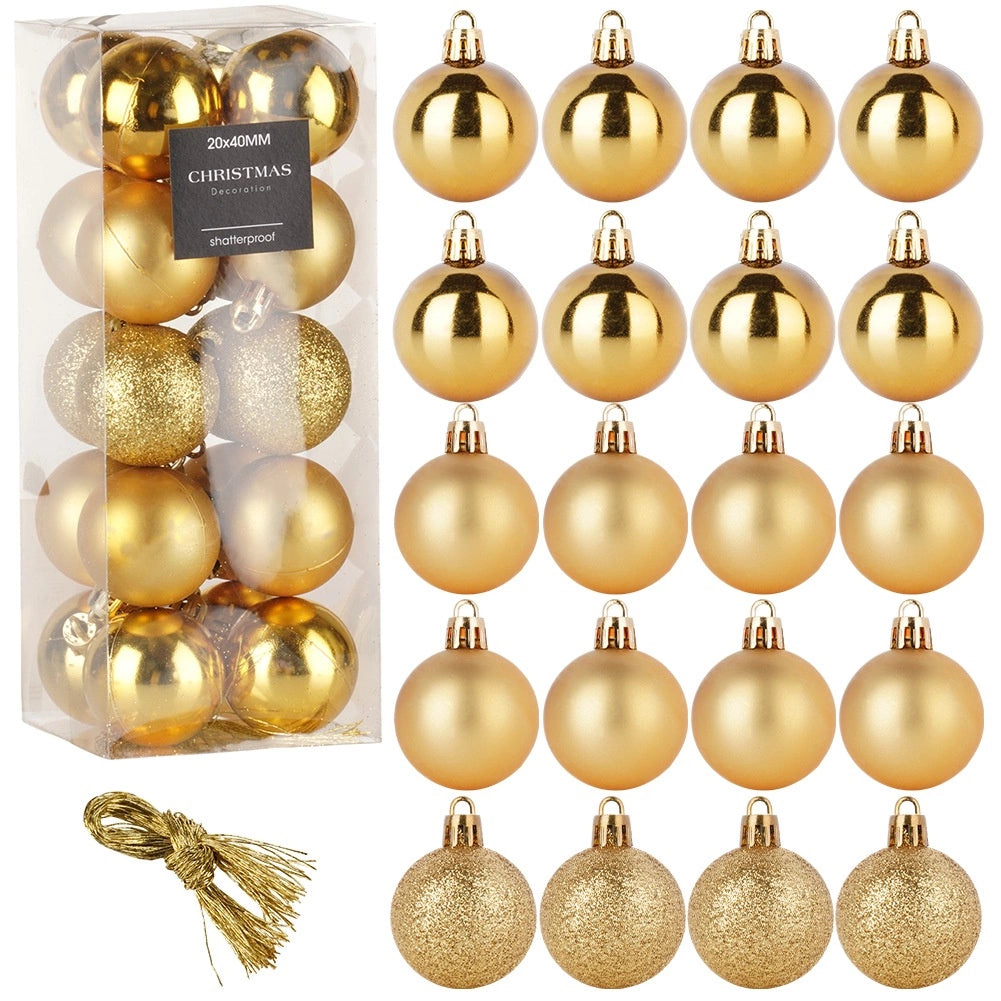 Unbreakable Gold Christmas Baubles, 4 cm, Set of 20