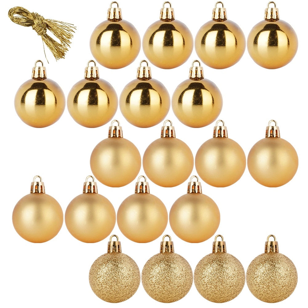 Unbreakable Gold Christmas Baubles, 4 cm, Set of 20