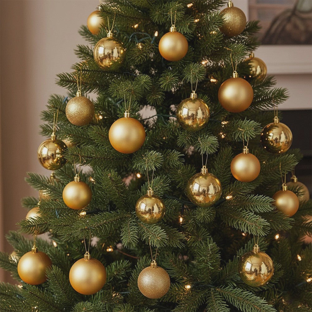 Unbreakable Gold Christmas Baubles Set, 60 Pcs, 4-7 cm