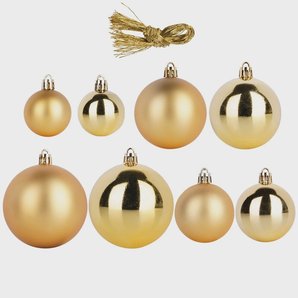 Unbreakable Gold Christmas Baubles Set, 60 Pcs, 4-7 cm