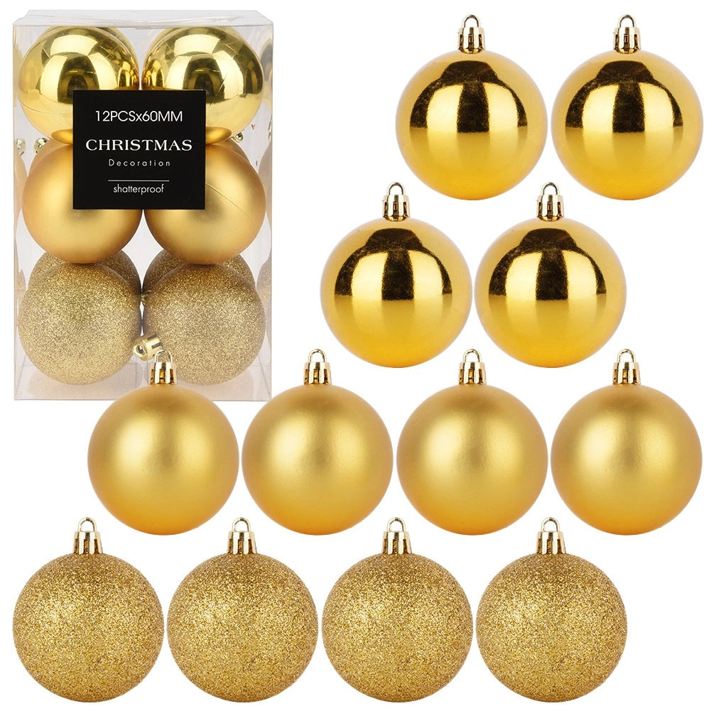 Unbreakable Golden Christmas Baubles, 6 cm, Set of 12