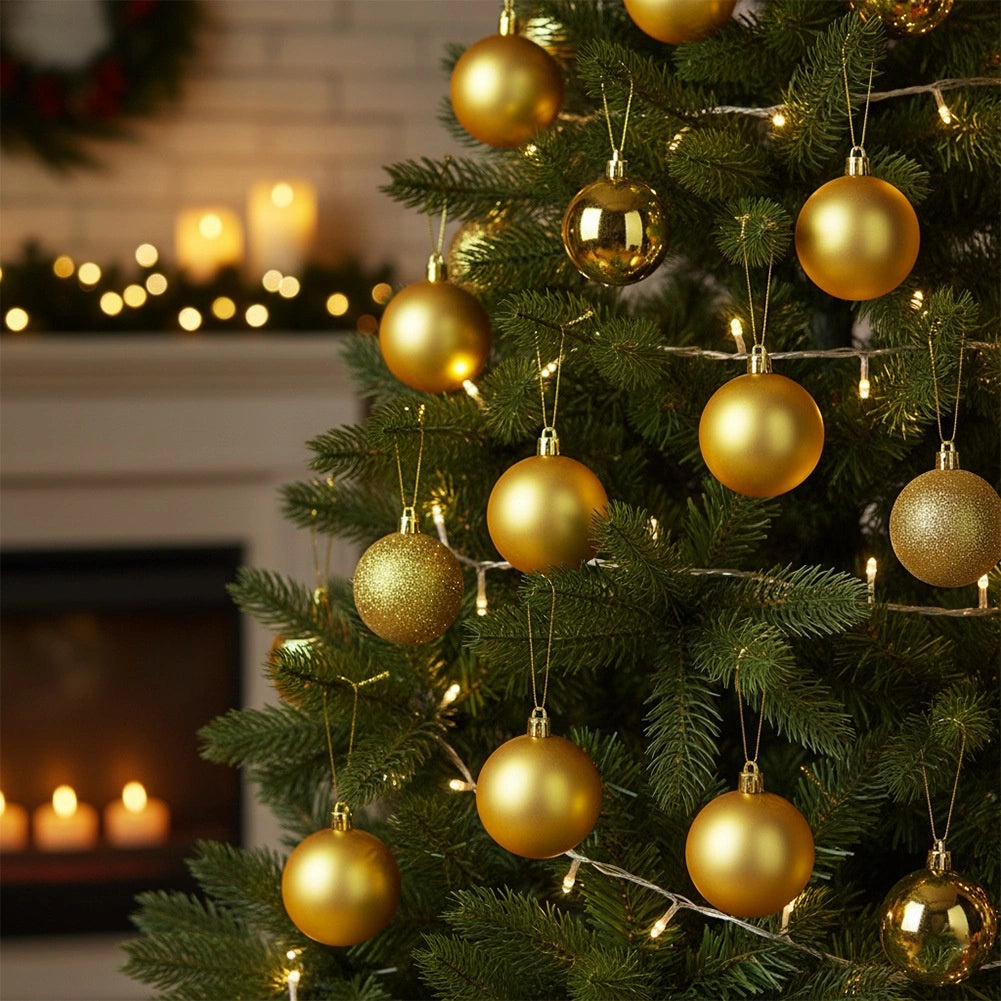 Unbreakable Golden Christmas Baubles, 6 cm, Set of 12