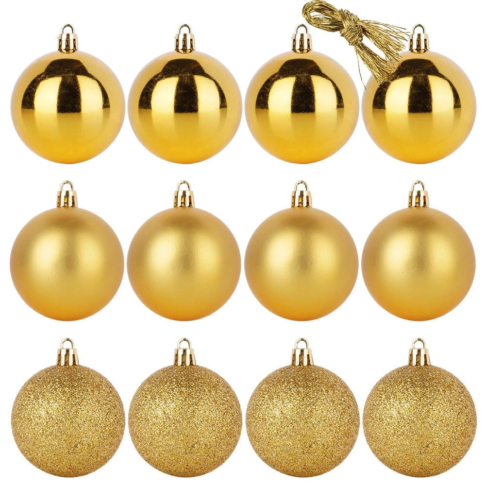 Unbreakable Golden Christmas Baubles, 6 cm, Set of 12