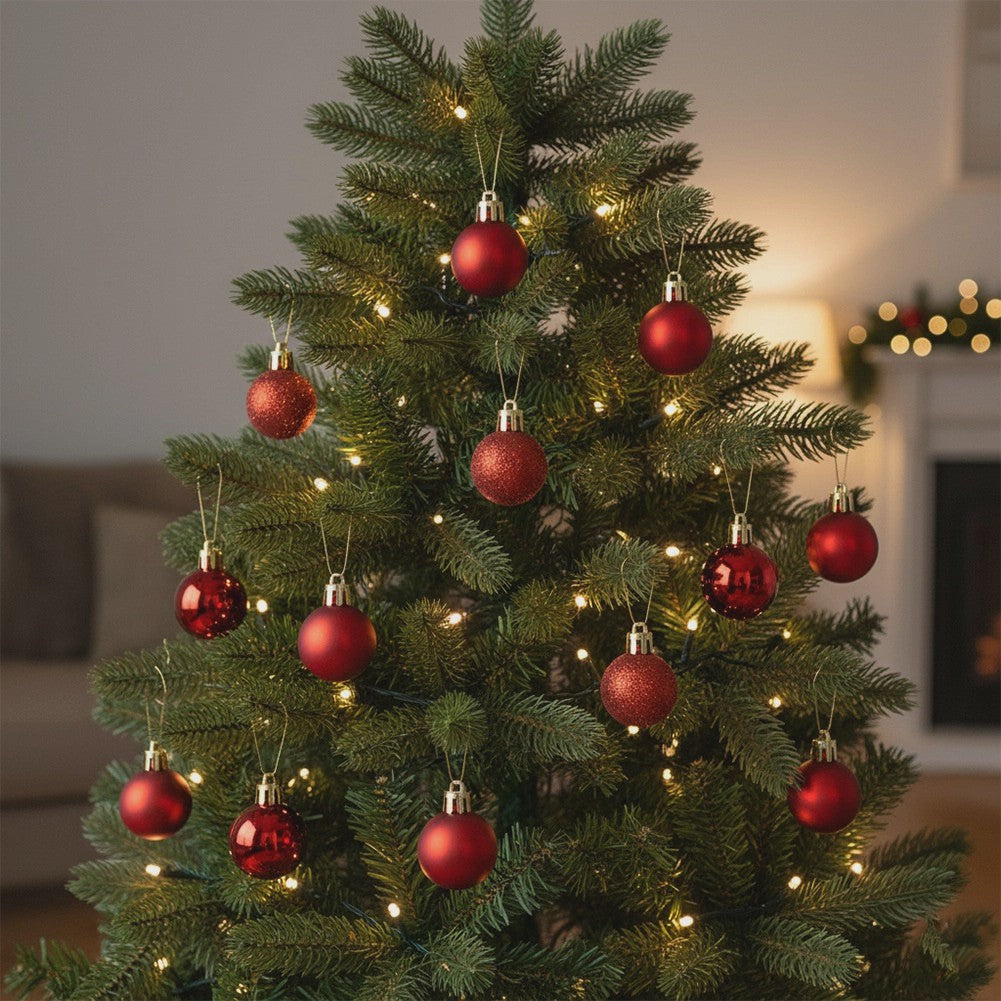 Unbreakable Red Christmas Baubles, 3 cm, Set of 24