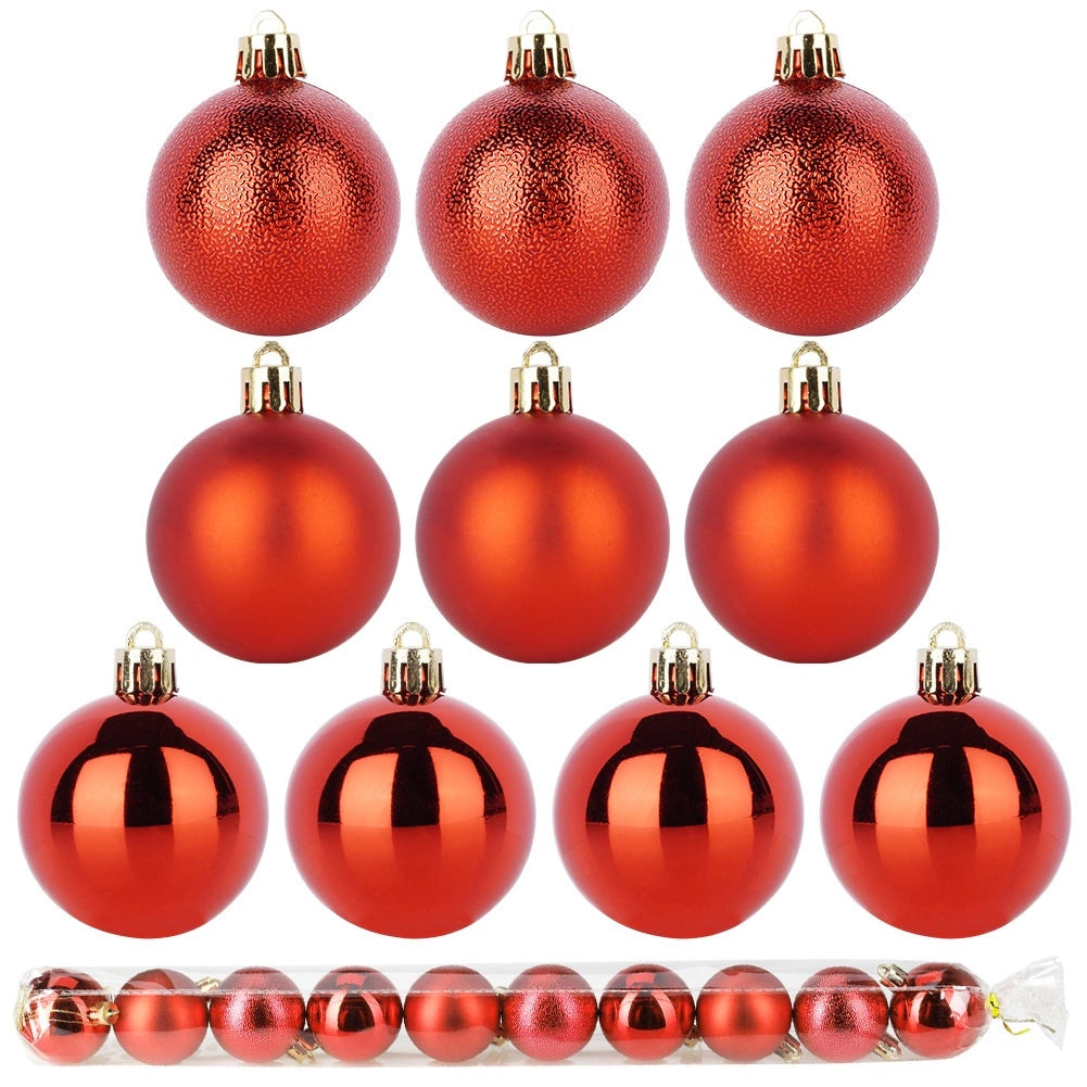 Unbreakable Red Christmas Baubles, 5 cm, Set of 10