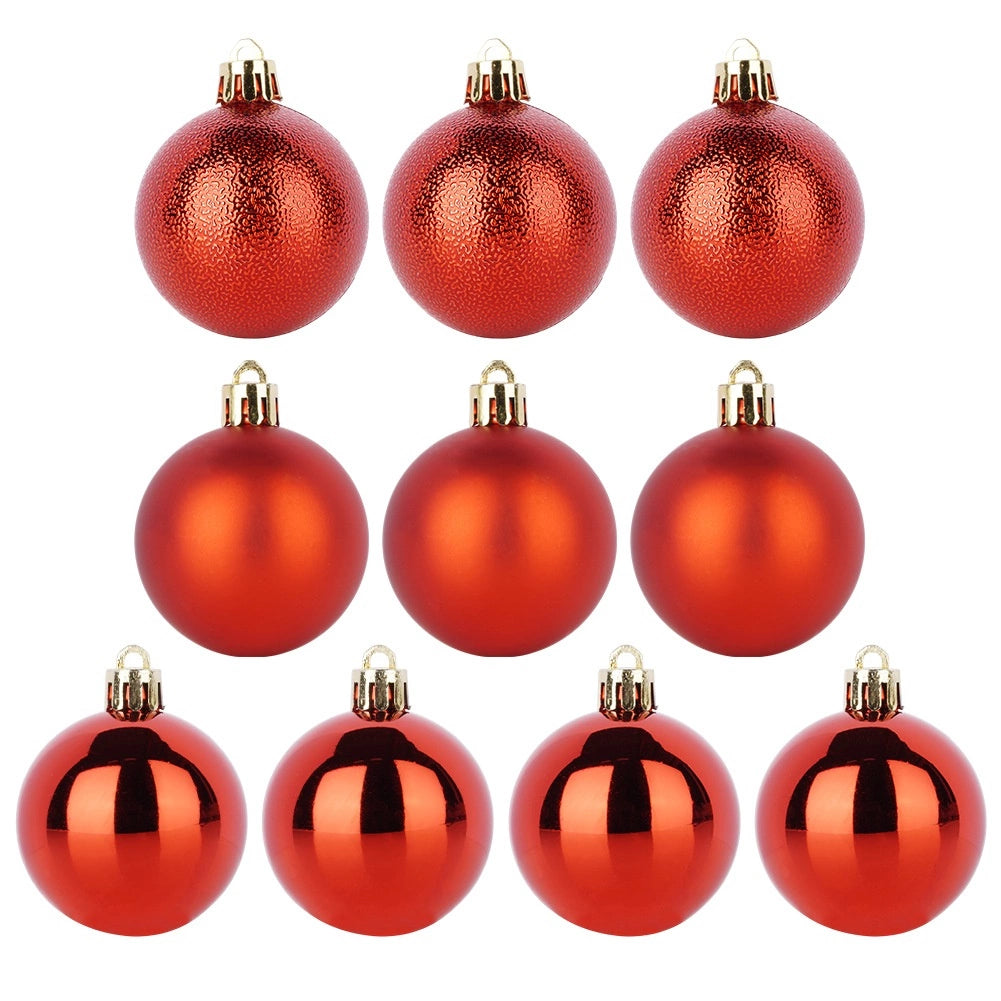 Unbreakable Red Christmas Baubles, 5 cm, Set of 10