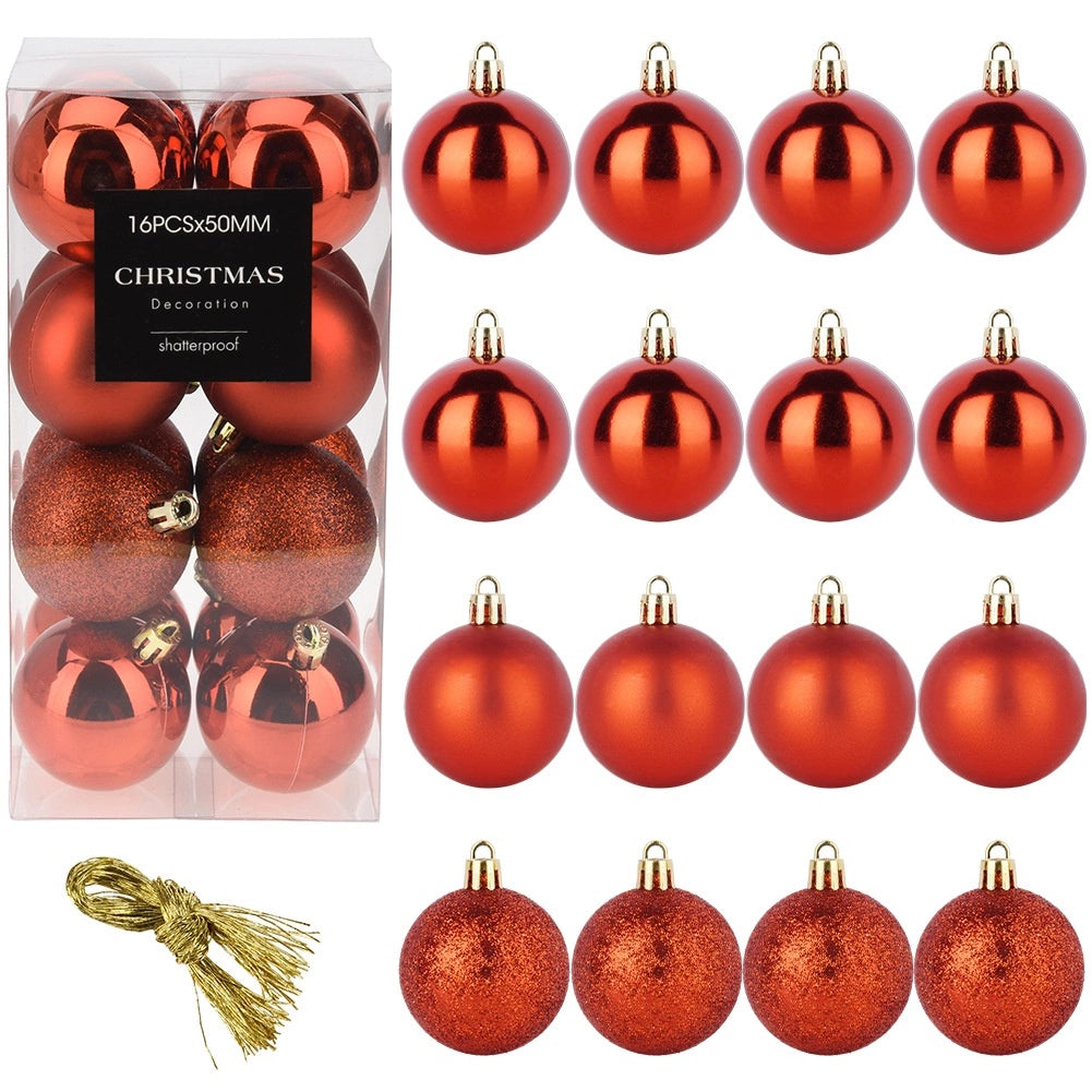 Unbreakable Red Christmas Baubles, 5 cm, Set of 16
