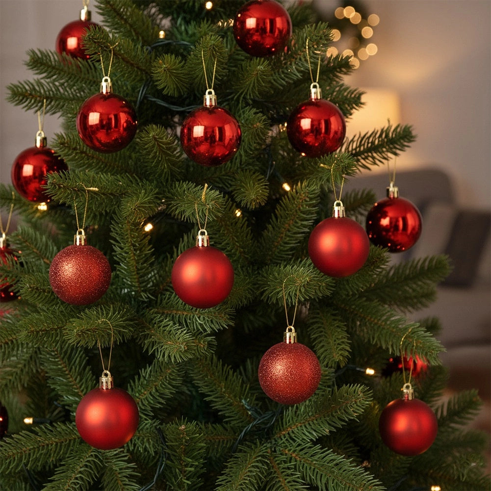Unbreakable Red Christmas Baubles, 5 cm, Set of 16