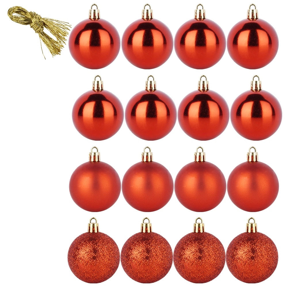 Unbreakable Red Christmas Baubles, 5 cm, Set of 16