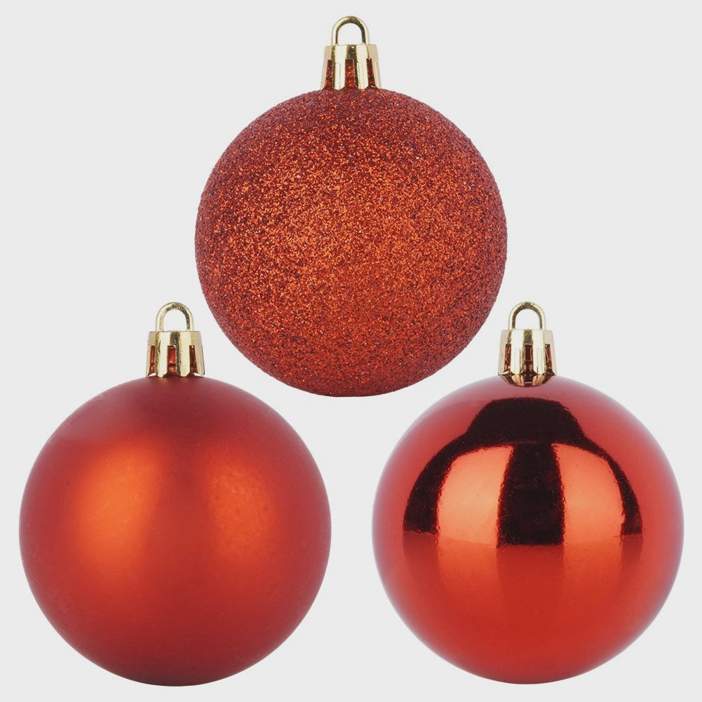 Unbreakable Red Christmas Baubles, 6 cm, Set of 12
