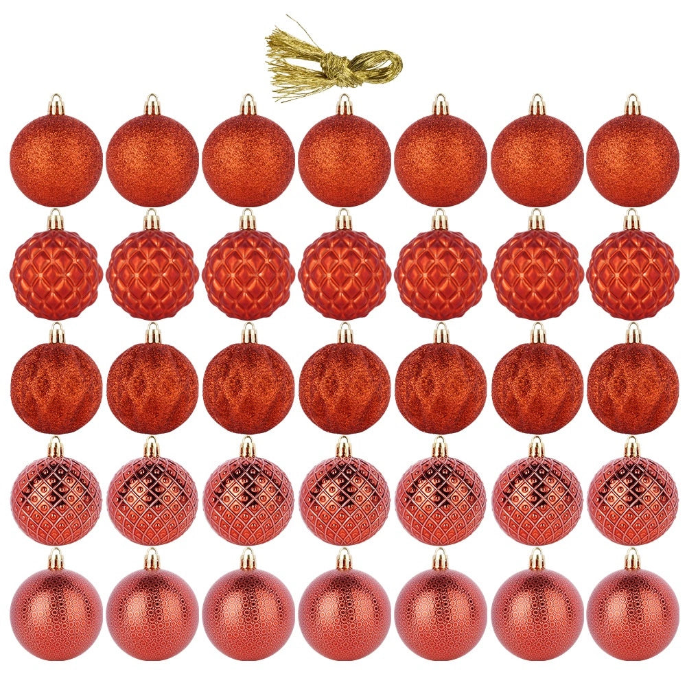 Unbreakable Red Christmas Baubles, 6 cm, Set of 35