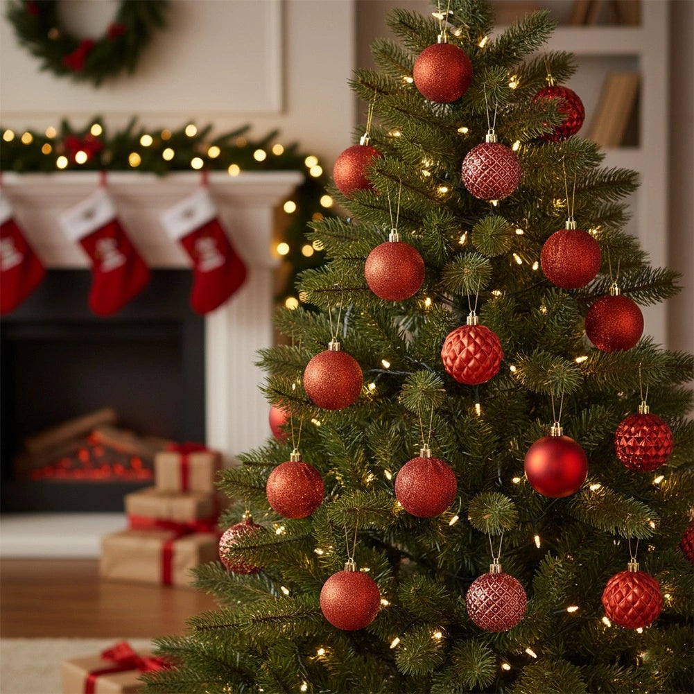 Unbreakable Red Christmas Baubles, 6 cm, Set of 35