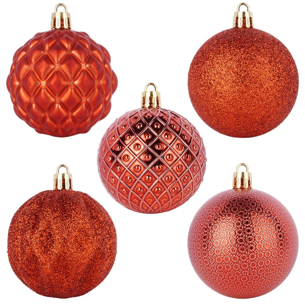 Unbreakable Red Christmas Baubles, 6 cm, Set of 35