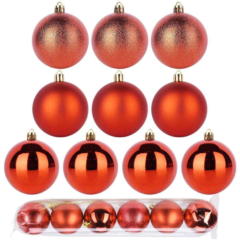 Unbreakable Red Christmas Baubles, 7 cm, Set of 6