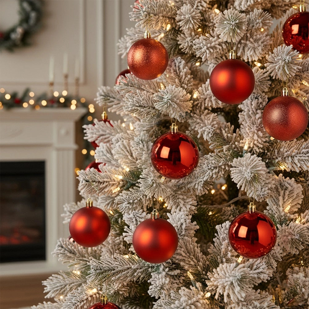 Unbreakable Red Christmas Baubles, 7 cm, Set of 6