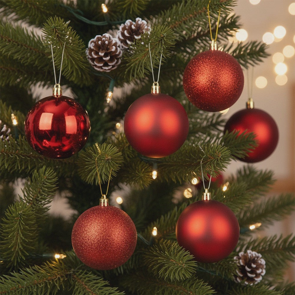 Unbreakable Red Christmas Baubles, 8 cm, Set of 6