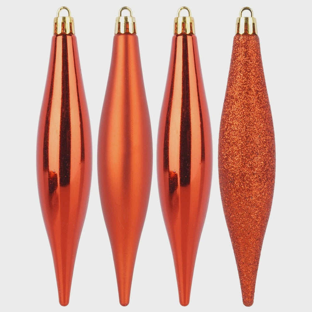 Unbreakable Red Christmas Icicle Ornaments, 15 cm, 4 Pack