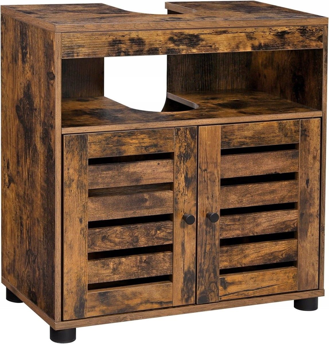 Under-Sink Bathroom Cabinet – Adjustable Shelf, Rustic Brown