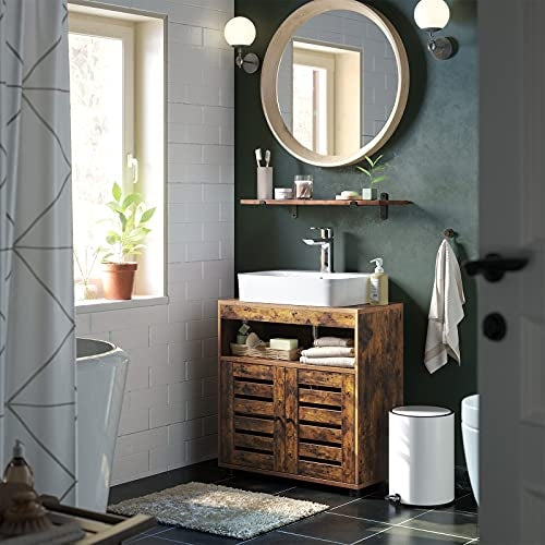 Under-Sink Bathroom Cabinet – Adjustable Shelf, Rustic Brown