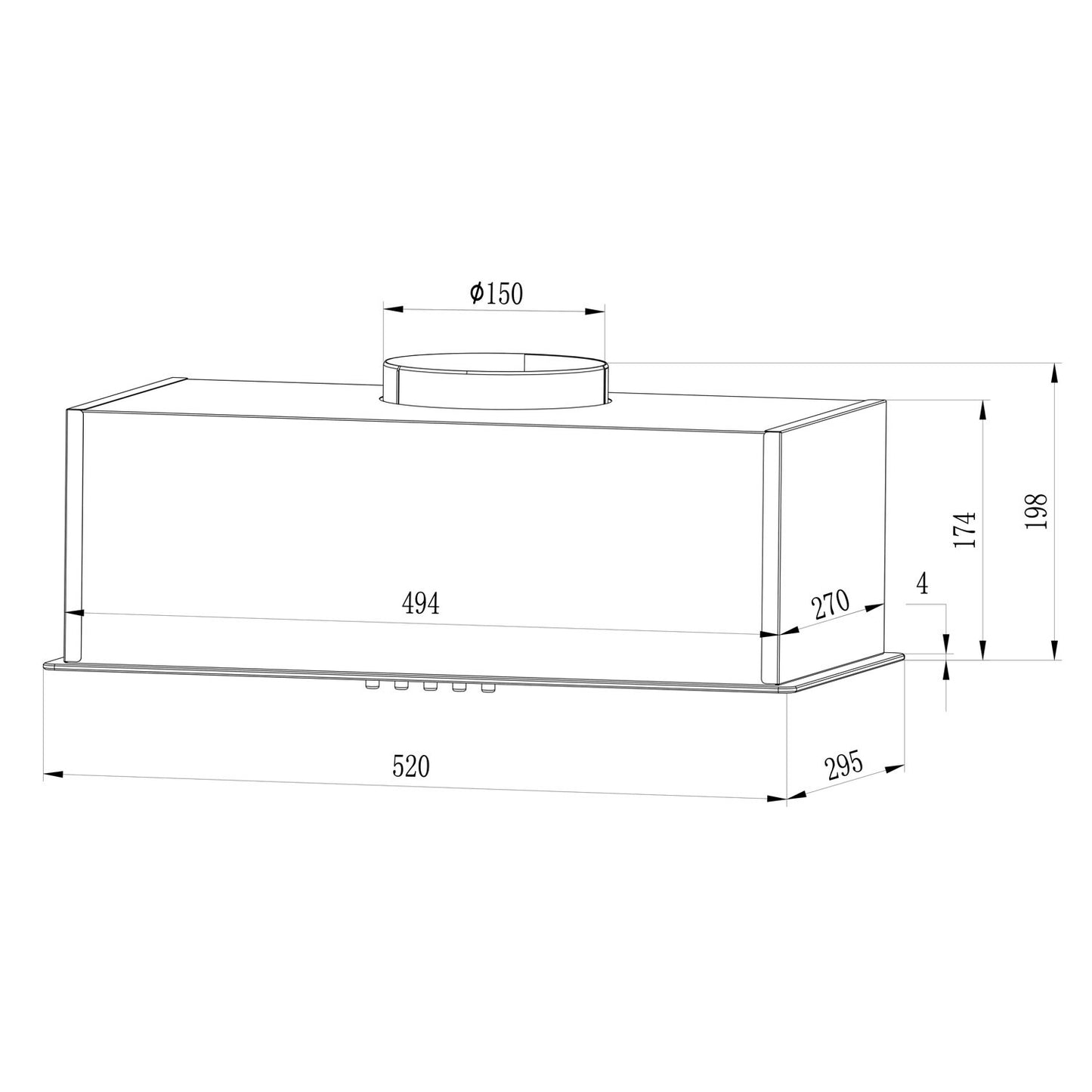 Under-cabinet kitchen hood 52 cm black BT-236