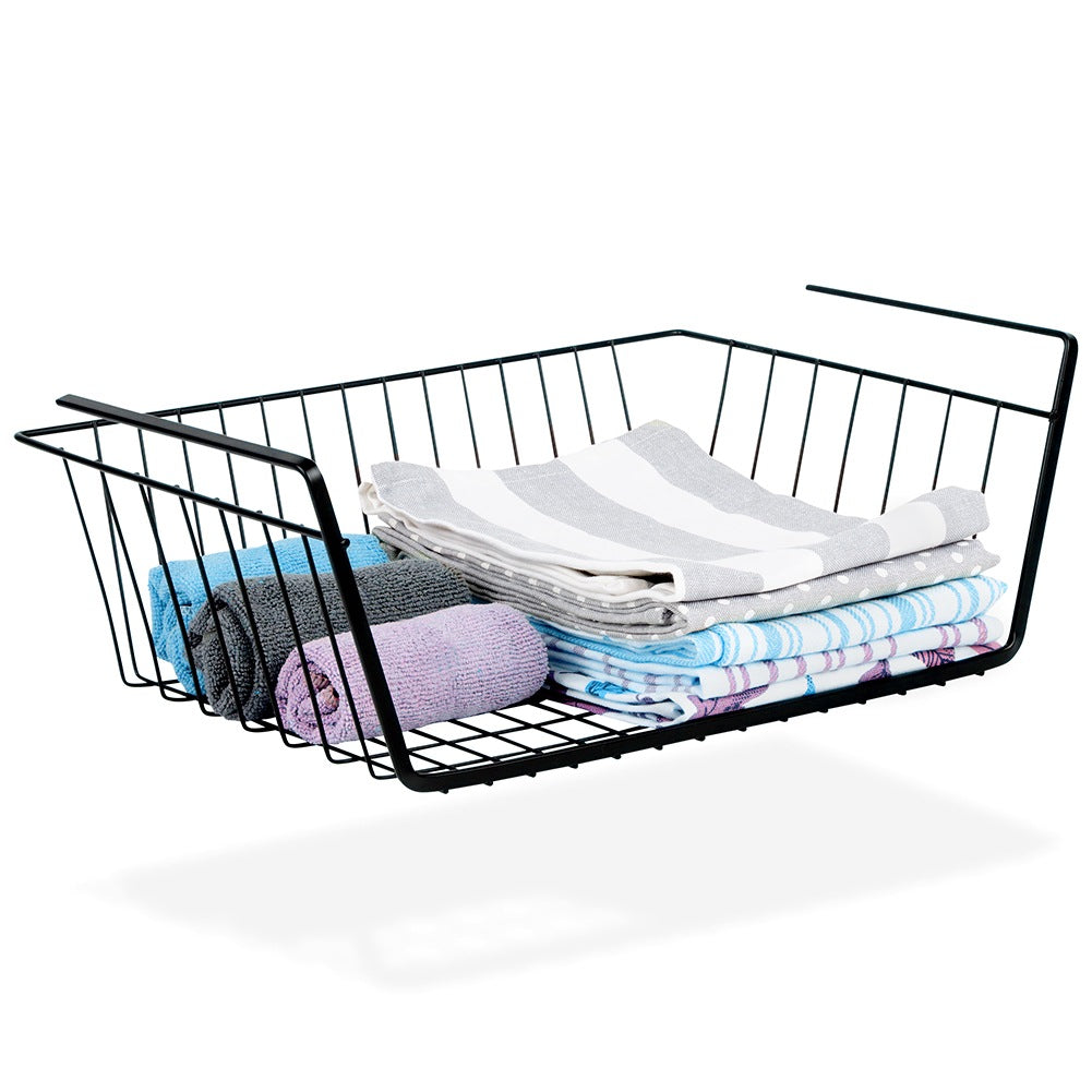 Undershelf hanging basket metal black 40.5x26.5x14.5 cm