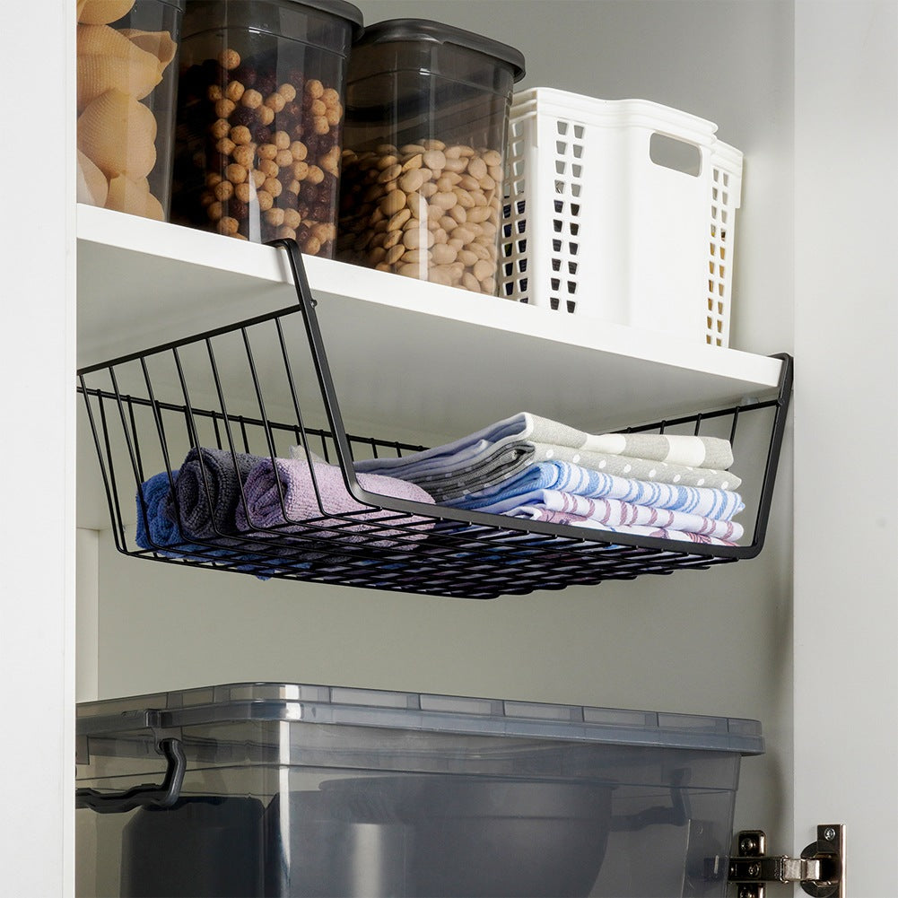 Undershelf hanging basket metal black 40.5x26.5x14.5 cm