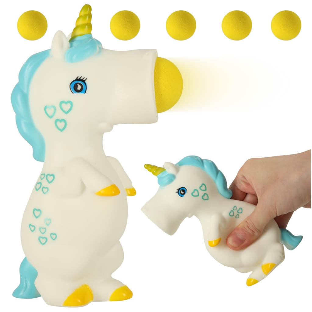 Unicorn squish gun for foam balls shooting with balls