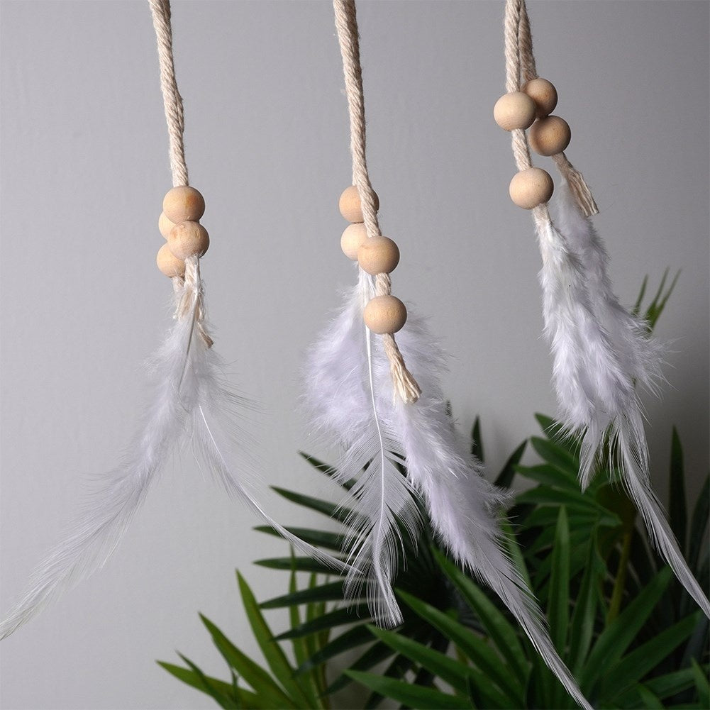 Unique Dreamcatcher: Jute, Polyester, Feathers & Beads