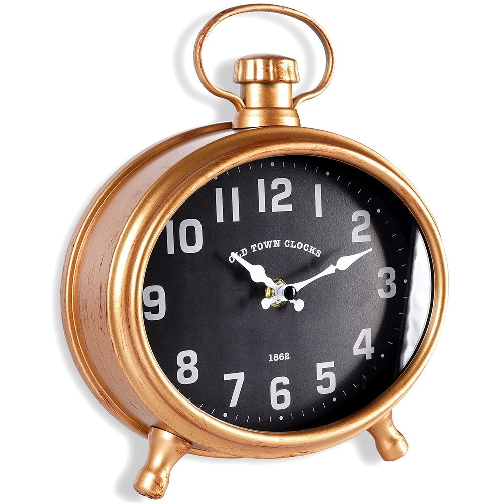 Unique Vintage Wall Clock in Gold with Black Dial