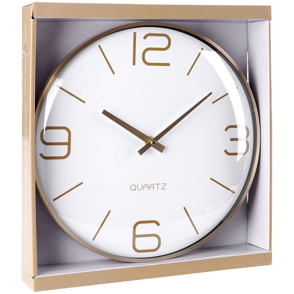 Unique Wall Clock with Gold Hands and White Dial 30 cm
