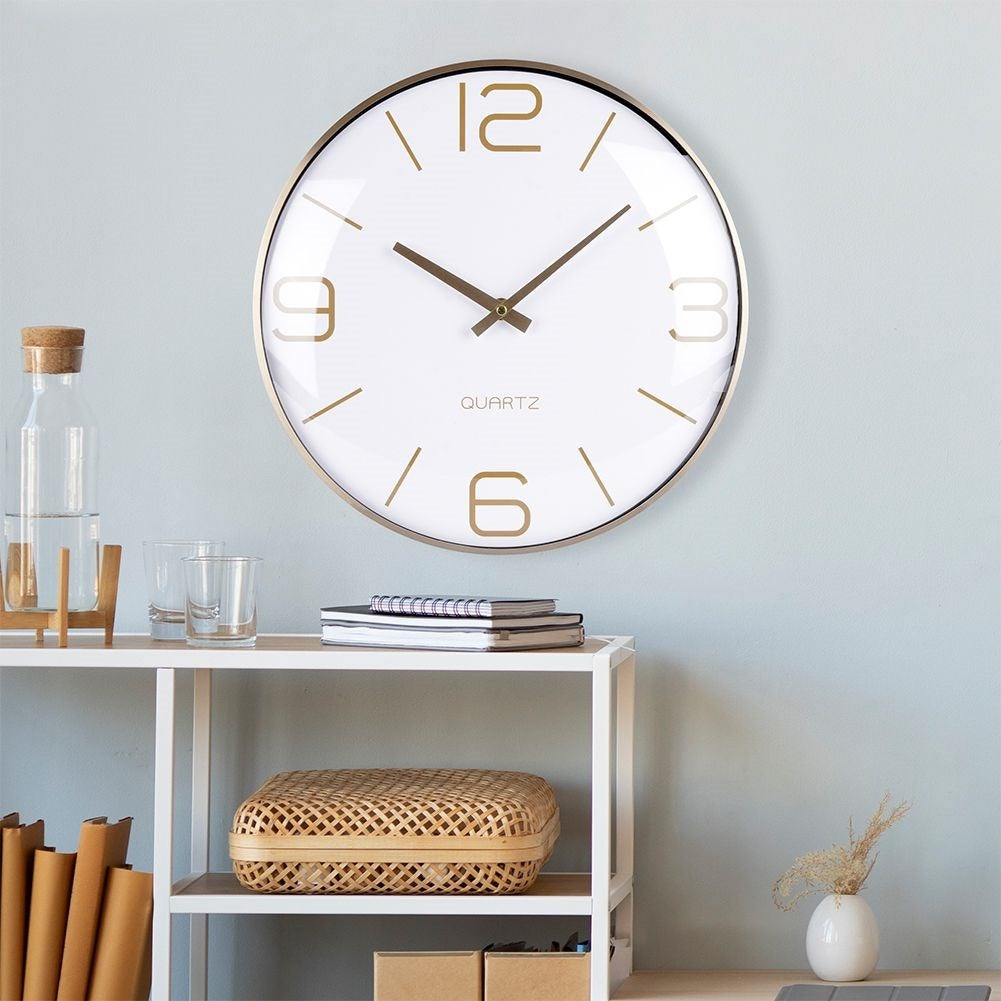 Unique Wall Clock with Gold Hands and White Dial 30 cm