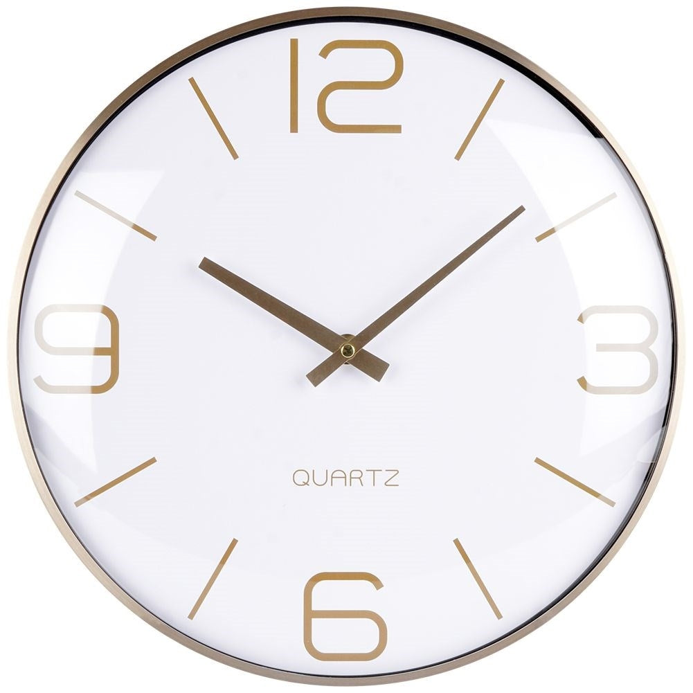 Unique Wall Clock with Gold Hands and White Dial 30 cm