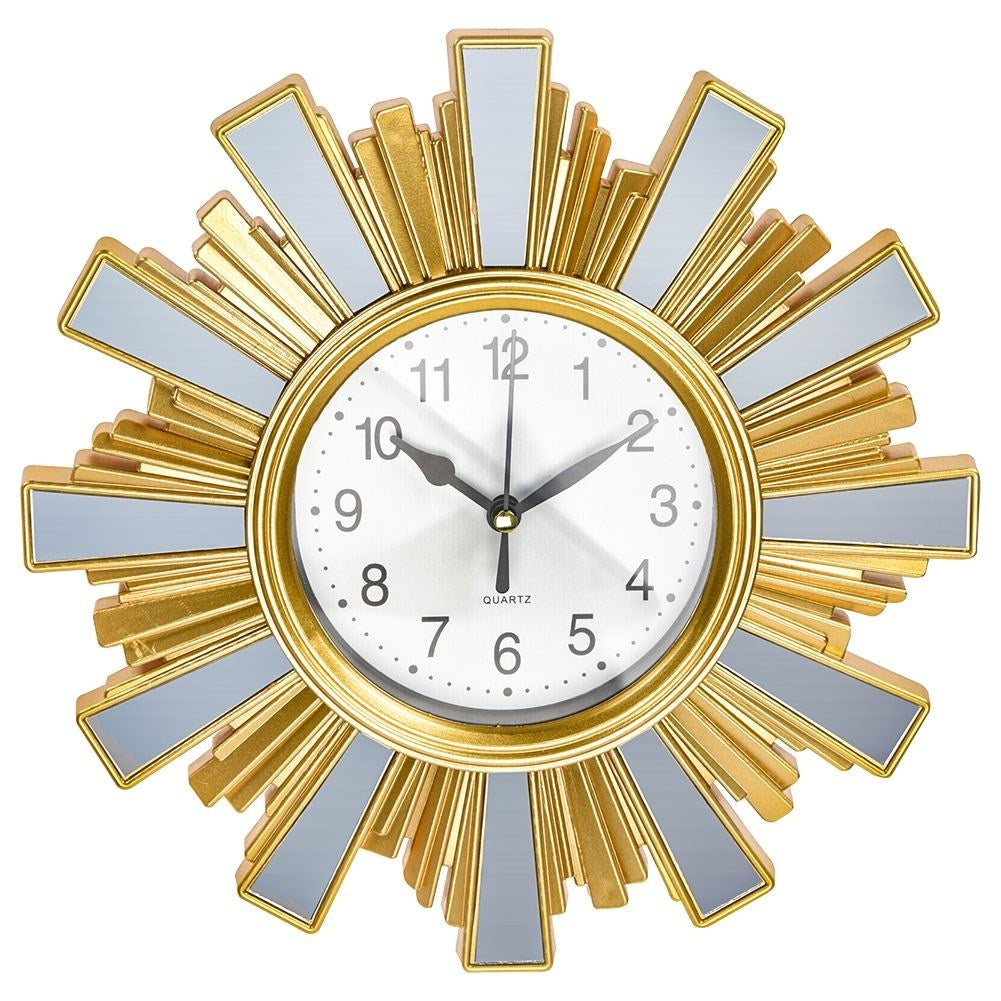 Unique Wall Clock with Mirror and Gold Elements, 24.5 cm