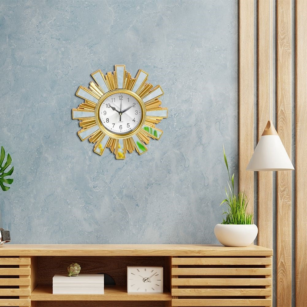Unique Wall Clock with Mirror and Gold Elements, 24.5 cm